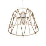 GloboStar® JUTE 203-0092 Μοντέρνο Κρεμαστό Φωτιστικό Σχοινί Μονόφωτο 1 x E27 IP20 Μπεζ Πλαστικό με Μπεζ Σχοινί - Μ30 x Π30 x Υ23cm