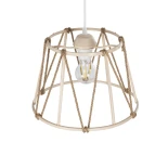 GloboStar® JUTE 203-0092 Μοντέρνο Κρεμαστό Φωτιστικό Σχοινί Μονόφωτο 1 x E27 IP20 Μπεζ Πλαστικό με Μπεζ Σχοινί - Μ30 x Π30 x Υ23cm