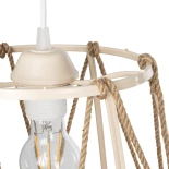 GloboStar® JUTE 203-0092 Μοντέρνο Κρεμαστό Φωτιστικό Σχοινί Μονόφωτο 1 x E27 IP20 Μπεζ Πλαστικό με Μπεζ Σχοινί - Μ30 x Π30 x Υ23cm