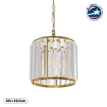 GloboStar® GLAMOROUS 203-0093 Κλασικό Κρεμαστό Φωτιστικό Κρύσταλλα Μονόφωτο 1 x E27 IP20 Χρυσό Μέταλλο με Διάφανο Κρύσταλλο - Μ19 x Π19 x Υ16.5cm