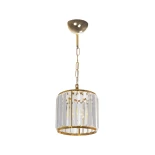 GloboStar® GLAMOROUS 203-0093 Κλασικό Κρεμαστό Φωτιστικό Κρύσταλλα Μονόφωτο 1 x E27 IP20 Χρυσό Μέταλλο με Διάφανο Κρύσταλλο - Μ19 x Π19 x Υ16.5cm