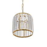 GloboStar® GLAMOROUS 203-0093 Κλασικό Κρεμαστό Φωτιστικό Κρύσταλλα Μονόφωτο 1 x E27 IP20 Χρυσό Μέταλλο με Διάφανο Κρύσταλλο - Μ19 x Π19 x Υ16.5cm