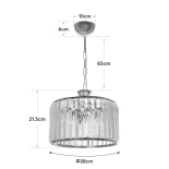 GloboStar® GLAMOROUS 203-0094 Κλασικό Κρεμαστό Φωτιστικό Κρύσταλλα Τρίφωτο 3 x E27 IP20 Χρυσό Μεταλλό με Διάφανο Κρύσταλλο - Μ28 x Π28 x Υ21.5cm