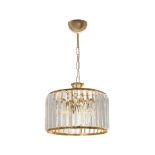 GloboStar® GLAMOROUS 203-0094 Κλασικό Κρεμαστό Φωτιστικό Κρύσταλλα Τρίφωτο 3 x E27 IP20 Χρυσό Μεταλλό με Διάφανο Κρύσταλλο - Μ28 x Π28 x Υ21.5cm