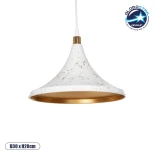 GloboStar® MARBLE 203-0098 Μοντέρνο Κρεμαστό Φωτιστικό Καμπάνα Μονόφωτο 1 x E27 IP20 Λεύκο & Χρυσό Πλαστικό - Μ30 x Π30 x Υ20cm
