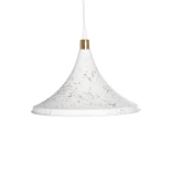 GloboStar® MARBLE 203-0098 Μοντέρνο Κρεμαστό Φωτιστικό Καμπάνα Μονόφωτο 1 x E27 IP20 Λεύκο & Χρυσό Πλαστικό - Μ30 x Π30 x Υ20cm