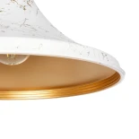 GloboStar® MARBLE 203-0098 Μοντέρνο Κρεμαστό Φωτιστικό Καμπάνα Μονόφωτο 1 x E27 IP20 Λεύκο & Χρυσό Πλαστικό - Μ30 x Π30 x Υ20cm