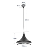 GloboStar® MARBLE 203-0099 Μοντέρνο Κρεμαστό Φωτιστικό Καμπάνα Μονόφωτο 1 x E27 IP20 Μαύρο & Χρυσό Πλαστικό - Μ30 x Π30 x Υ20cm