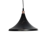 GloboStar® MARBLE 203-0099 Μοντέρνο Κρεμαστό Φωτιστικό Καμπάνα Μονόφωτο 1 x E27 IP20 Μαύρο & Χρυσό Πλαστικό - Μ30 x Π30 x Υ20cm