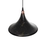 GloboStar® MARBLE 203-0099 Μοντέρνο Κρεμαστό Φωτιστικό Καμπάνα Μονόφωτο 1 x E27 IP20 Μαύρο & Χρυσό Πλαστικό - Μ30 x Π30 x Υ20cm