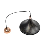 GloboStar® MARBLE 203-0099 Μοντέρνο Κρεμαστό Φωτιστικό Καμπάνα Μονόφωτο 1 x E27 IP20 Μαύρο & Χρυσό Πλαστικό - Μ30 x Π30 x Υ20cm