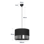 GloboStar® ZYKLUS 203-0100 Μοντέρνο Κρεμαστό Φωτιστικό Καπέλο Μονόφωτο 1 x E27 IP20 Μαύρο Ύφασμα με Χρυσό Μέταλλο - Μ36 x Π36 x Υ25cm