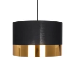 GloboStar® ZYKLUS 203-0100 Μοντέρνο Κρεμαστό Φωτιστικό Καπέλο Μονόφωτο 1 x E27 IP20 Μαύρο Ύφασμα με Χρυσό Μέταλλο - Μ36 x Π36 x Υ25cm