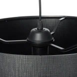 GloboStar® ZYKLUS 203-0101 Μοντέρνο Κρεμαστό Φωτιστικό Καπέλο Μονόφωτο 1 x E27 IP20 Μαύρο Ύφασμα με Καρυδί Ξύλο - Μ36 x Π36 x Υ25cm