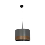 GloboStar® ZYKLUS 203-0102 Μοντέρνο Κρεμαστό Φωτιστικό Καπέλο Μονόφωτο 1 x E27 IP20 Γκρί & Καρυδί Ξύλο - Μ36 x Π36 x Υ25cm