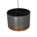 GloboStar® ZYKLUS 203-0102 Μοντέρνο Κρεμαστό Φωτιστικό Καπέλο Μονόφωτο 1 x E27 IP20 Γκρί & Καρυδί Ξύλο - Μ36 x Π36 x Υ25cm