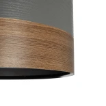 GloboStar® ZYKLUS 203-0102 Μοντέρνο Κρεμαστό Φωτιστικό Καπέλο Μονόφωτο 1 x E27 IP20 Γκρί & Καρυδί Ξύλο - Μ36 x Π36 x Υ25cm