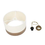 GloboStar® ZYKLUS 203-0103 Μοντέρνο Κρεμαστό Φωτιστικό Καπέλο Μονόφωτο 1 x E27 IP20 Μπεζ Ύφασμα με Καρυδί Ξύλο - Μ36 x Π36 x Υ25cm