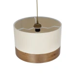 GloboStar® ZYKLUS 203-0103 Μοντέρνο Κρεμαστό Φωτιστικό Καπέλο Μονόφωτο 1 x E27 IP20 Μπεζ Ύφασμα με Καρυδί Ξύλο - Μ36 x Π36 x Υ25cm