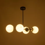 GloboStar® GLOBUS 203-0104 Μοντέρνο Φωτιστικό Οροφής Μπάλα Πολύφωτο 4 x E27 IP20 Μαύρο Μέταλλο με Λευκό Γυαλί - Μ70 x Π34 x Υ15cm