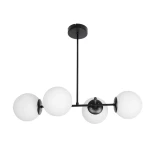 GloboStar® GLOBUS 203-0104 Μοντέρνο Φωτιστικό Οροφής Μπάλα Πολύφωτο 4 x E27 IP20 Μαύρο Μέταλλο με Λευκό Γυαλί - Μ70 x Π34 x Υ15cm