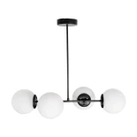 GloboStar® GLOBUS 203-0104 Μοντέρνο Φωτιστικό Οροφής Μπάλα Πολύφωτο 4 x E27 IP20 Μαύρο Μέταλλο με Λευκό Γυαλί - Μ70 x Π34 x Υ15cm