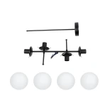 GloboStar® GLOBUS 203-0104 Μοντέρνο Φωτιστικό Οροφής Μπάλα Πολύφωτο 4 x E27 IP20 Μαύρο Μέταλλο με Λευκό Γυαλί - Μ70 x Π34 x Υ15cm