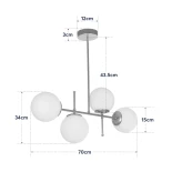 GloboStar® GLOBUS 203-0105 Μοντέρνο Φωτιστικό Οροφής Μπάλα Πολύφωτο 4 x E27 IP20 Χρυσό Μέταλλο με Λευκό Γυαλί - Μ70 x Π15 x Υ34cm
