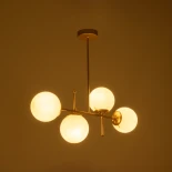 GloboStar® GLOBUS 203-0105 Μοντέρνο Φωτιστικό Οροφής Μπάλα Πολύφωτο 4 x E27 IP20 Χρυσό Μέταλλο με Λευκό Γυαλί - Μ70 x Π15 x Υ34cm
