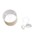 GloboStar® BLAZE 203-0107 Μοντέρνο Κρεμαστό Φωτιστικό Καπέλο Μονόφωτο 1 x E27 IP20 Μπεζ Ύφασμα - Μ22 x Π22 x Υ20cm