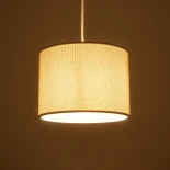 GloboStar® BLAZE 203-0107 Μοντέρνο Κρεμαστό Φωτιστικό Καπέλο Μονόφωτο 1 x E27 IP20 Μπεζ Ύφασμα - Μ22 x Π22 x Υ20cm