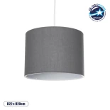 GloboStar® BLAZE 203-0108 Μοντέρνο Κρεμαστό Φωτιστικό Καπέλο Μονόφωτο 1 x E27 IP20 Γκρι Ύφασμα - Μ22 x Π22 x Υ20cm