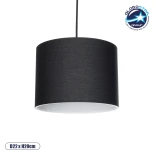 GloboStar® BLAZE 203-0109 Μοντέρνο Κρεμαστό Φωτιστικό Καπέλο Μονόφωτο 1 x E27 IP20 Μαύρο Ύφασμα - Μ22 x Π22 x Υ20cm