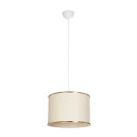 GloboStar® ELECTRA 203-0110 Μοντέρνο Κρεμαστό Φωτιστικό Καπέλο Μονόφωτο 1 x E27 IP20 Mπεζ Ύφασμα με Χρυσό Μέταλλο - Μ30 x Π30 x Υ23cm