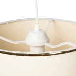 GloboStar® ELECTRA 203-0110 Μοντέρνο Κρεμαστό Φωτιστικό Καπέλο Μονόφωτο 1 x E27 IP20 Mπεζ Ύφασμα με Χρυσό Μέταλλο - Μ30 x Π30 x Υ23cm