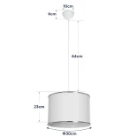 GloboStar® ELECTRA 203-0112 Μοντέρνο Κρεμαστό Φωτιστικό Καπέλο Μονόφωτο 1 x E27 IP20 Mπεζ Ύφασμα - Μ30 x Π30 x Υ23cm