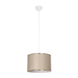 GloboStar® ELECTRA 203-0112 Μοντέρνο Κρεμαστό Φωτιστικό Καπέλο Μονόφωτο 1 x E27 IP20 Mπεζ Ύφασμα - Μ30 x Π30 x Υ23cm
