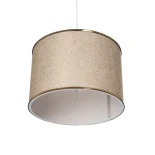 GloboStar® ELECTRA 203-0112 Μοντέρνο Κρεμαστό Φωτιστικό Καπέλο Μονόφωτο 1 x E27 IP20 Mπεζ Ύφασμα - Μ30 x Π30 x Υ23cm