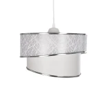 GloboStar® SONIA 203-0115 Μοντέρνο Κρεμαστό Φωτιστικό Καπέλο Μονόφωτο 1 x E27 IP20 Λευκό Ύφασμα με Ασημί Λεπτομέρεια -Μ30 x Π30 x Υ24 cm