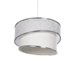 GloboStar® SONIA 203-0115 Μοντέρνο Κρεμαστό Φωτιστικό Καπέλο Μονόφωτο 1 x E27 IP20 Λευκό Ύφασμα με Ασημί Λεπτομέρεια -Μ30 x Π30 x Υ24 cm
