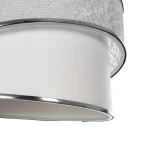 GloboStar® SONIA 203-0115 Μοντέρνο Κρεμαστό Φωτιστικό Καπέλο Μονόφωτο 1 x E27 IP20 Λευκό Ύφασμα με Ασημί Λεπτομέρεια -Μ30 x Π30 x Υ24 cm