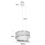 GLOBOSTAR® SONIA 203-0118 Μοντέρνο Κρεμαστό Φωτιστικό Οροφής με Ντουί 1 x E27 AC 220-240V IP20 - Λευκό & Μαύρο - Μ30 x Π30 x Υ24cm