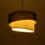 GloboStar® SONIA 203-0120 Μοντέρνο Κρεμαστό Φωτιστικό Καπέλο Μονόφωτο 1 x E27 IP20 Μαύρο & ΑσπροΎφασμα - Μ30 x Π30 x Υ24 cm