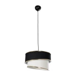 GloboStar® SONIA 203-0120 Μοντέρνο Κρεμαστό Φωτιστικό Καπέλο Μονόφωτο 1 x E27 IP20 Μαύρο & ΑσπροΎφασμα - Μ30 x Π30 x Υ24 cm
