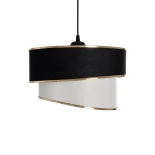 GloboStar® SONIA 203-0120 Μοντέρνο Κρεμαστό Φωτιστικό Καπέλο Μονόφωτο 1 x E27 IP20 Μαύρο & ΑσπροΎφασμα - Μ30 x Π30 x Υ24 cm