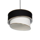 GloboStar® SONIA 203-0120 Μοντέρνο Κρεμαστό Φωτιστικό Καπέλο Μονόφωτο 1 x E27 IP20 Μαύρο & ΑσπροΎφασμα - Μ30 x Π30 x Υ24 cm