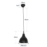 GloboStar® RADE 203-0124 Μοντέρνο Κρεμαστό Φωτιστικό Καμπάνα Μονόφωτο 1 x E27 IP20 Μαύρο με Χρυσό Πλαστικό - Μ18.5 x Π18.5 x Υ23cm