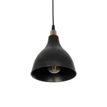 GloboStar® RADE 203-0124 Μοντέρνο Κρεμαστό Φωτιστικό Καμπάνα Μονόφωτο 1 x E27 IP20 Μαύρο με Χρυσό Πλαστικό - Μ18.5 x Π18.5 x Υ23cm