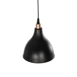 GloboStar® RADE 203-0124 Μοντέρνο Κρεμαστό Φωτιστικό Καμπάνα Μονόφωτο 1 x E27 IP20 Μαύρο με Χρυσό Πλαστικό - Μ18.5 x Π18.5 x Υ23cm