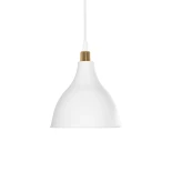 GloboStar® RADE 203-0125 Μοντέρνο Κρεμαστό Φωτιστικό Καμπάνα Μονόφωτο 1 x E27 IP20 Λευκό με Χρυσό Πλαστικό - Μ18.5 x Π18.5 x Υ23cm